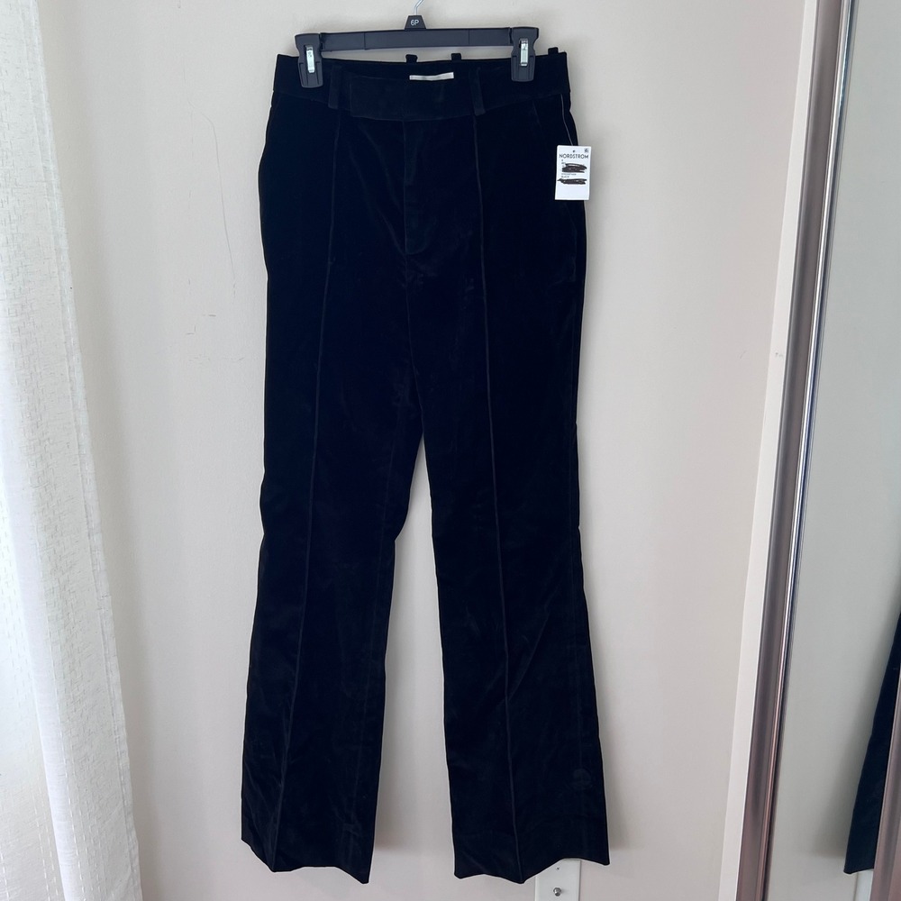 FRAME The Slim Stacked Trouser Black‎ Velvet Pants High Rise Size 6